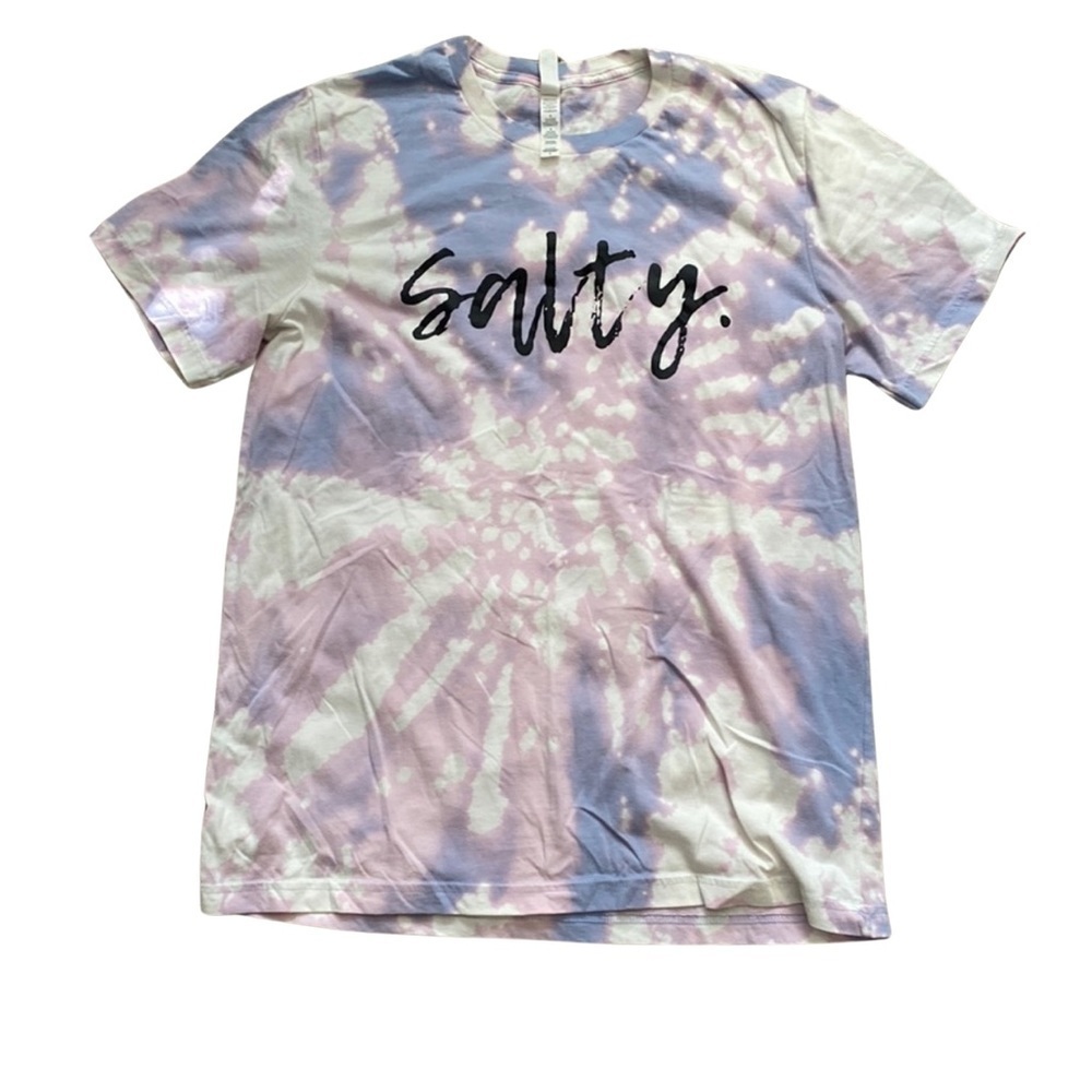 Bella & Canvas Women’s Salty graphic Purple Bleach T-shirt Size‎ Large